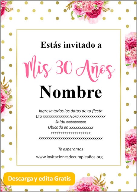 tarjetas de cumpleaños 30 años para imprimir